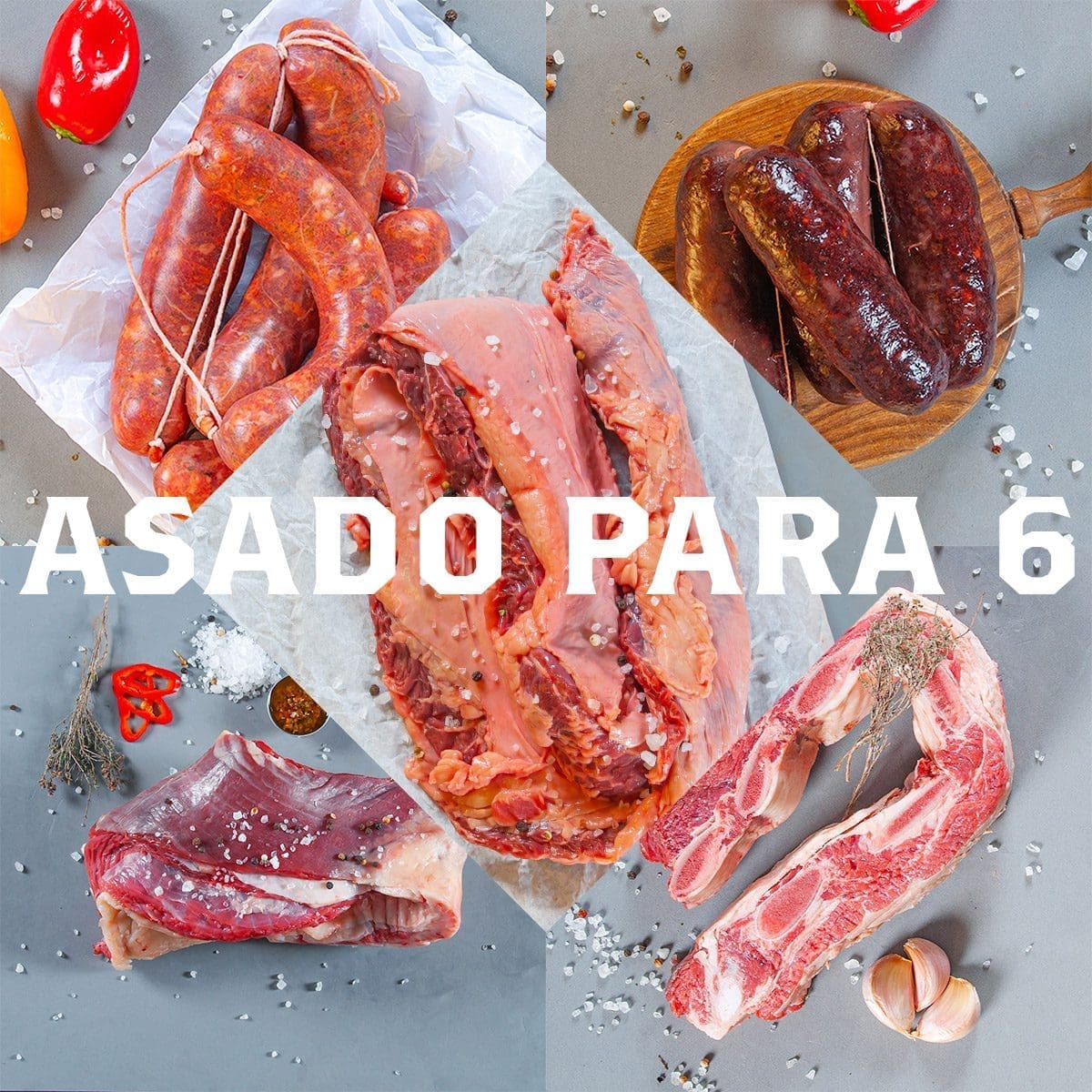 Fotos de los productos que componen el "Asado para 6"